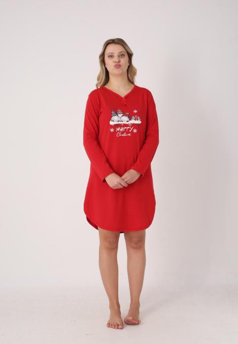 Camasa de noapte Craciun,Imprimeu Merry Christmas,En-gros